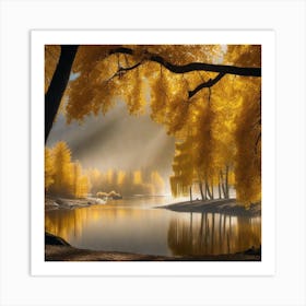 Autumn Trees In A Lake Art Print