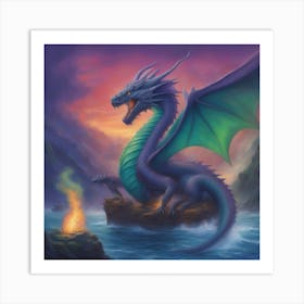 Dragon On Fire Art Print