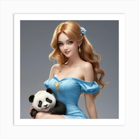 Chinese Girl With Panda 1 Art Print