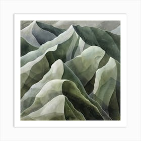 Japanese Watercolour Of Mount Daisen 1 Art Print