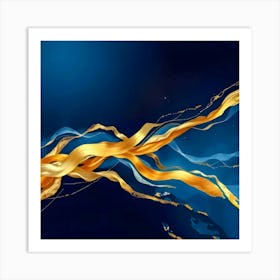 Abstract gold and blue stripes Art Print