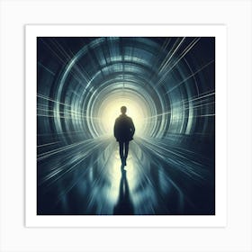 Man Walking Through A Tunnel Art Print