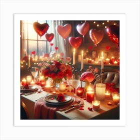 Valentine'S Day Table Setting 2 Art Print