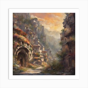 City At Sunset Art Print