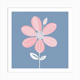 A White And Pink Flower In Minimalist Style Square Composition 327 Art Print