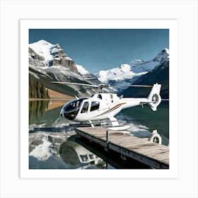 Helicopter On A Lake Art Print