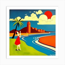 Girl At The Beach Art Print