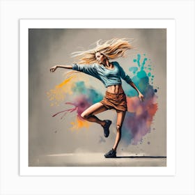 Dancer With Colorful Splashes 4 Art Print