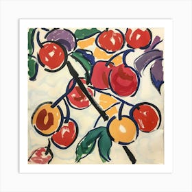 Summer Cherries Painting Matisse Style 10 Art Print