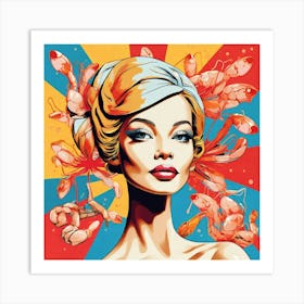 Woman With Shrimp On Her Head Art Print