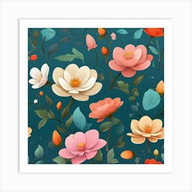 Flowers, Vector art 1 Art Print