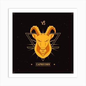 Capricorn Elegance: Vector Hand-Drawn Golden Logo Art Print
