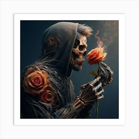 Skeleton With Roses 1 Art Print