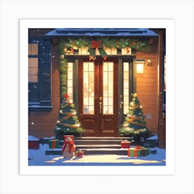 Christmas Decoration On Home Door Golden Ratio Fake Detail Trending Pixiv Fanbox Acrylic Palette (4) Art Print