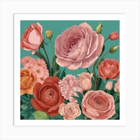 Roses Bouquet Art Print