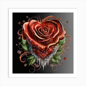 Heart and beautiful red rose 15 Art Print