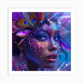 Carnival Woman With Feathers Art Print