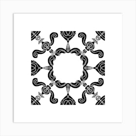 Black And White Floral Pattern 43 Art Print