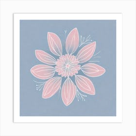 A White And Pink Flower In Minimalist Style Square Composition 589 Art Print