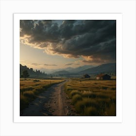 Photo Of Ultra Realistic Insane Illustration, A Landscape That Transmits Peace And Calm, Dramatic Light, Cinematic Lighting, Battered, Low Angle, Trending On Artstation, 4k 2 Art Print