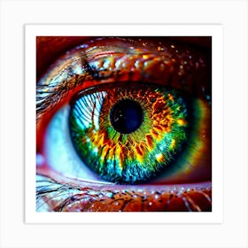 Rainbow Eye Human Close Up Pupil Iris Vision Gaze Look Stare Sight Close Macro Detailed Art Print