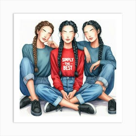 3 faceless sisters Art Print