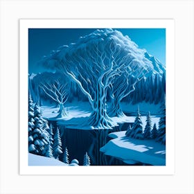 Nature Winter Cold Snow Landscape Art Print