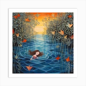 Mermaid In The Water Art Print