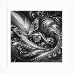 Black And White Butterfly 13 Art Print