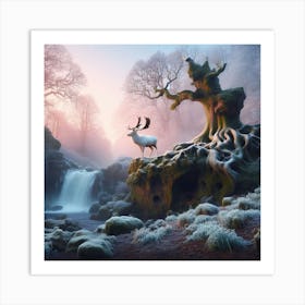 White Stag In The Forest 1 Art Print