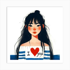 I Love You - girl portrait Art Print