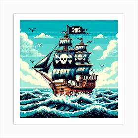 8-bit pirate ship 3 Art Print