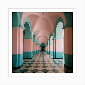 Pink And Blue Hallway 2 Art Print