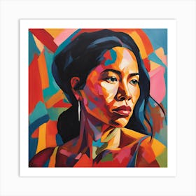 Expressionist portrait of Asian woman Art Print