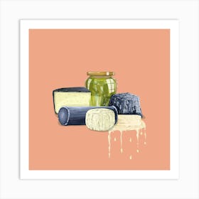 Cheese And Jars Art Print