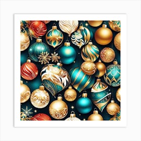 Christmas Ornaments Seamless Pattern 1 Art Print