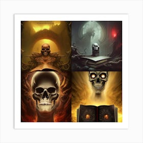 Skulls And Books Art Print