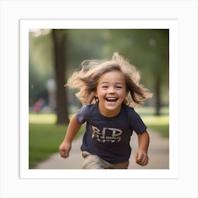 Happy Little Boy Running Art Print