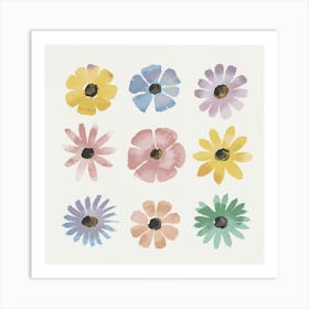 Watercolor Flowers 1 Art Print