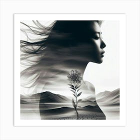 Silhouette of a beautiful woman 2 Art Print