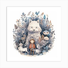 Little White Wolf Art Print