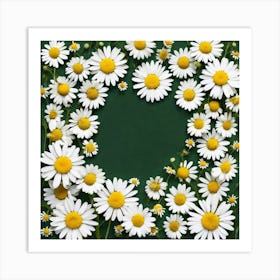 Daisies On Green Background Art Print