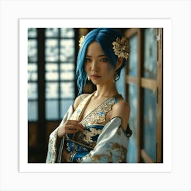An Elegant Woman With A Japanese Dress (2) Art Print