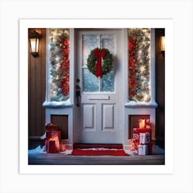 Christmas Decoration On Home Door Haze Ultra Detailed Film Photography Light Leaks Larry Bud Me (5) Art Print