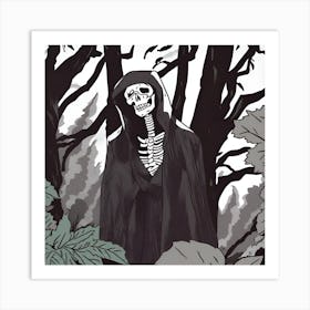 Skeleton In The Woods 1 Art Print