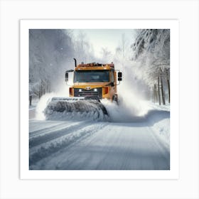 Snow Plow In The Snow 1 Art Print