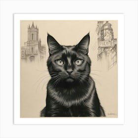 Cat In The City 2 Art Print