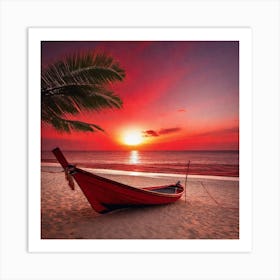 Sunset On The Beach 1091 Art Print