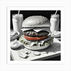 Deconstructed Hamburger Ingredients Art Print