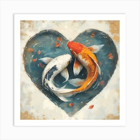 Koi Fish In Heart 10 Art Print